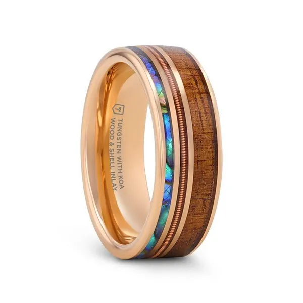 Thorsten Moana Tungsten, Koa Wood, Abalone, and Guitar String Band Kirk & Company Jewelers, Inc Milford, OH