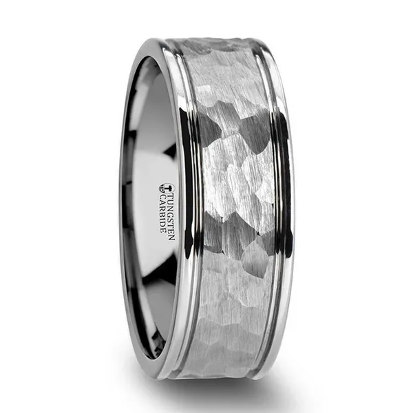 Thorsten Thornton White Tungsten Carbide Band with Hammer...