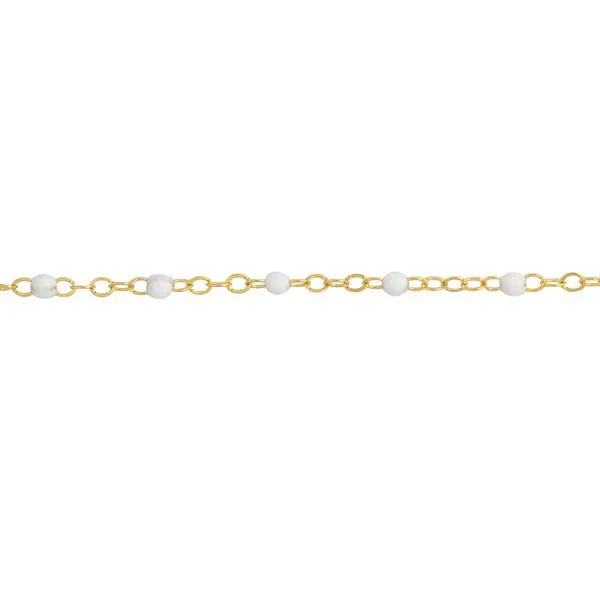 14K Yellow Gold White Enamel Bead Station Bracelet Image 3 Kirk & Company Jewelers, Inc Milford, OH