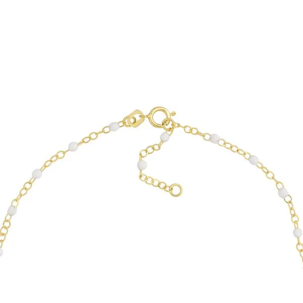 14K Yellow Gold White Enamel Bead Station Bracelet Image 4 Kirk & Company Jewelers, Inc Milford, OH