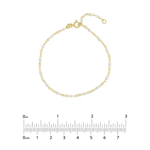 14K Yellow Gold White Enamel Bead Station Bracelet Image 5 Kirk & Company Jewelers, Inc Milford, OH