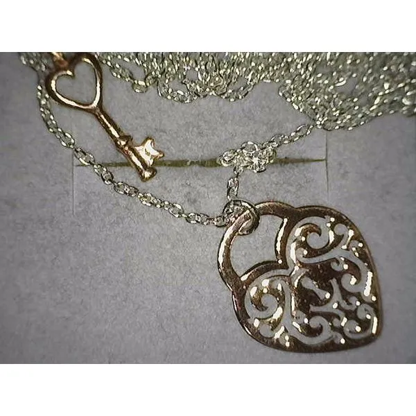 SS & Rose-tone heart lock & ke Kirk & Company Jewelers, Inc Milford, OH