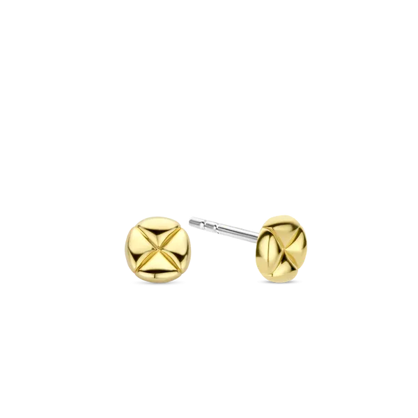 Two tone stud earrings sale
