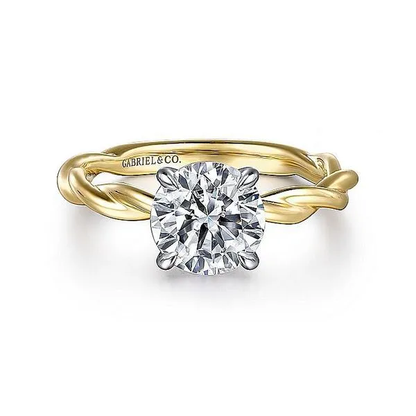 14K Yellow and White Gold Twisted Round Diamond Engagement Ring Koerbers Fine Jewelry Inc New Albany, IN
