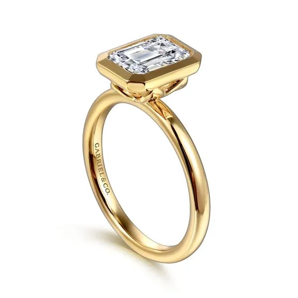 14K Yellow Gold Emerald Cut Bezel Set Diamond Engagement Ring Image 3 Koerbers Fine Jewelry Inc New Albany, IN