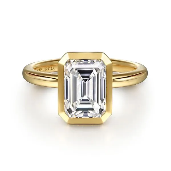 14K Yellow Gold Emerald Cut Bezel Set Diamond Engagement Ring Koerbers Fine Jewelry Inc New Albany, IN