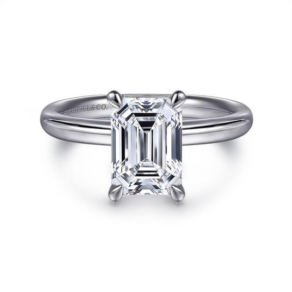 14K White Gold Emerald Cut Solitaire Diamond Engagement Ring Koerbers Fine Jewelry Inc New Albany, IN