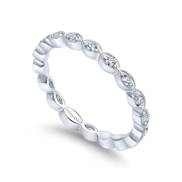 14K White Gold Scalloped Stackable Diamond Ring Image 3 Koerbers Fine Jewelry Inc New Albany, IN