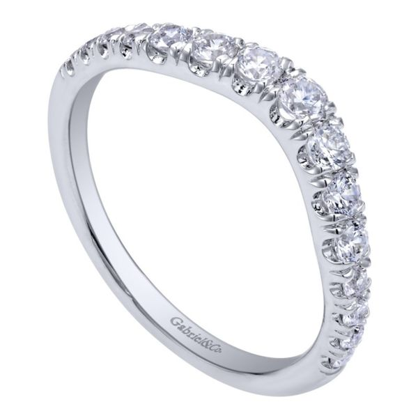 14K White Gold Curved French Pave Diamond Wedding Band Image 2 Koerbers Fine Jewelry Inc New Albany, IN