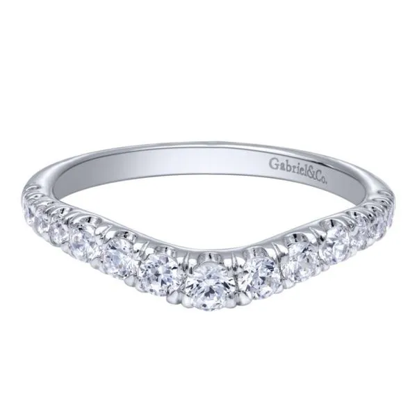 14K White Gold Curved French Pave Diamond Wedding Band Koerbers Fine Jewelry Inc New Albany, IN