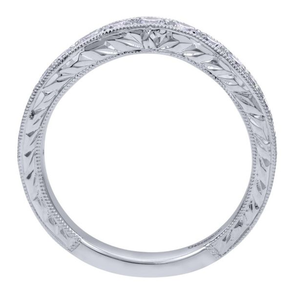 14K White Gold Vintage Hand Carved Curved Micro Pave Set Band Image 2 Koerbers Fine Jewelry Inc New Albany, IN