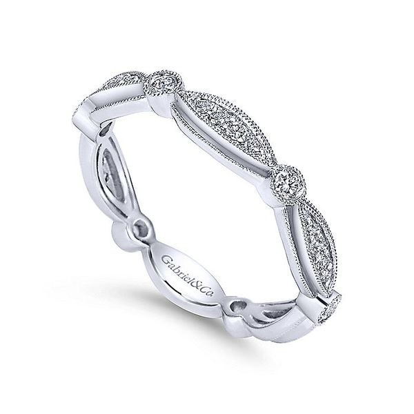 14K White Gold Scalloped Stackable Diamond Ring Image 3 Koerbers Fine Jewelry Inc New Albany, IN