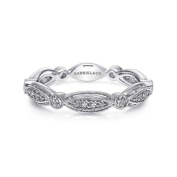 14K White Gold Scalloped Stackable Diamond Ring Koerbers Fine Jewelry Inc New Albany, IN