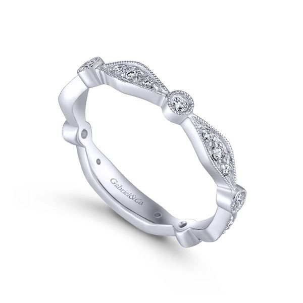 14K White Gold Scalloped Stackable Diamond Ring Image 2 Koerbers Fine Jewelry Inc New Albany, IN