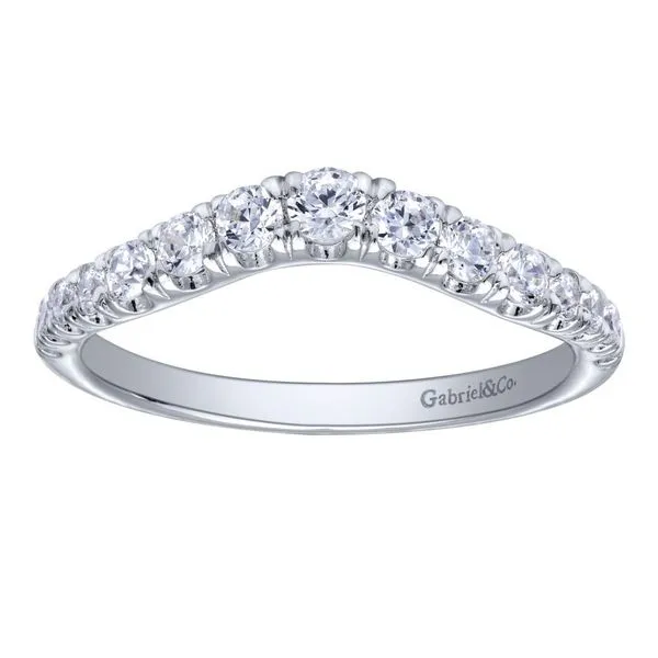 14K White Gold Curved French Pave Diamond Wedding Band Image 3 Koerbers Fine Jewelry Inc New Albany, IN