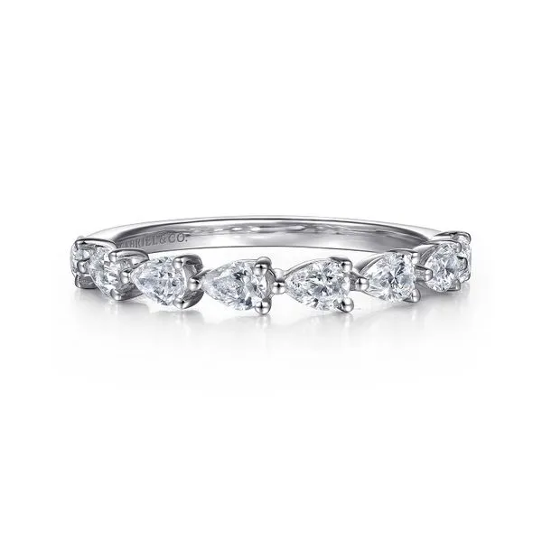 14K White Gold East West Prong Set Pear Shape Diamond Anniversary Band Koerbers Fine Jewelry Inc New Albany, IN