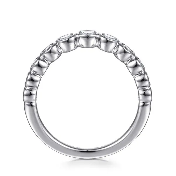 14K White Gold 11 Stone Curved Diamond Wedding Band Image 2 Koerbers Fine Jewelry Inc New Albany, IN