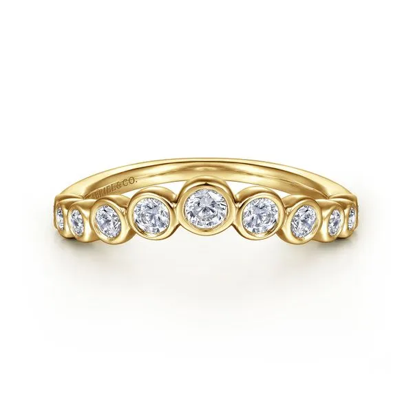 14K White Gold 11 Stone Curved Diamond Wedding Band Koerbers Fine Jewelry Inc New Albany, IN