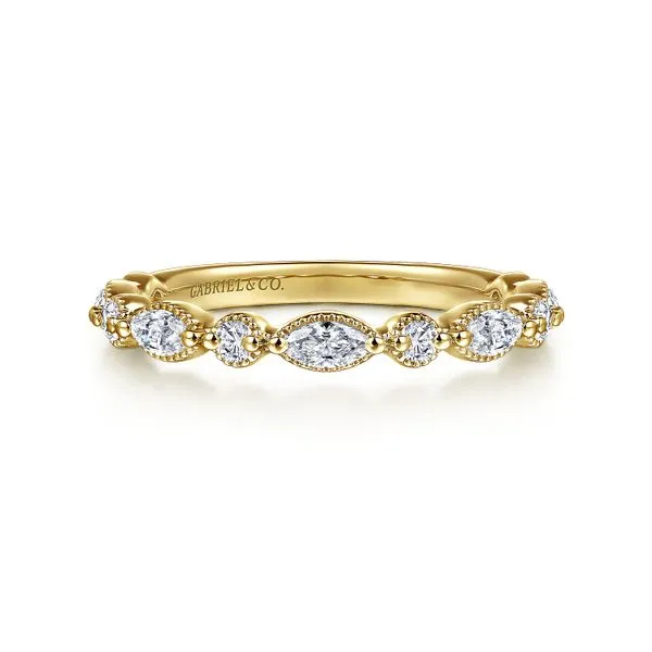 14K Yellow Gold Marquise and Round Diamond Anniversary Band Koerbers Fine Jewelry Inc New Albany, IN