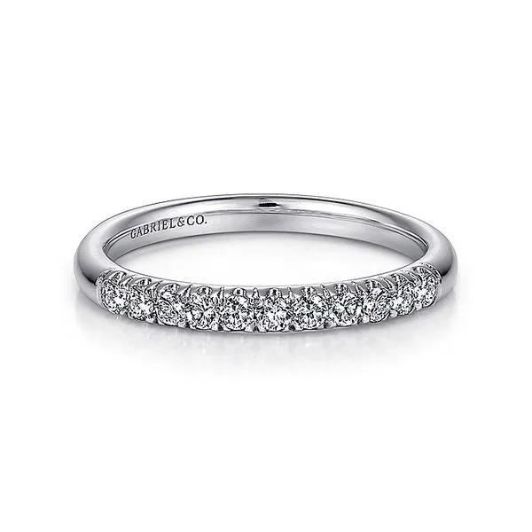 14K White Gold 11 Stone French Pavé Diamond Wedding Band Koerbers Fine Jewelry Inc New Albany, IN