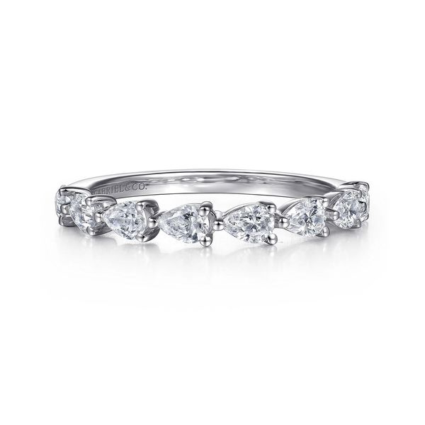 14K White Gold East West Prong Set Pear Shape Diamond Anniversary Band Koerbers Fine Jewelry Inc New Albany, IN