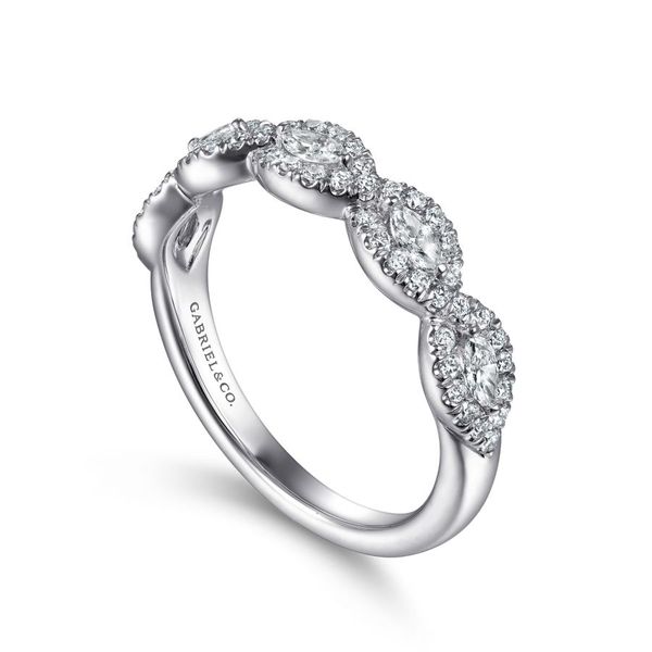 14K White Gold Marquise Halo Station Diamond Anniversary Band Image 3 Koerbers Fine Jewelry Inc New Albany, IN