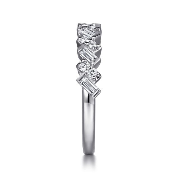 14K White Gold Beads Setting Baguette and Round Diamond Anniversary Band Image 4 Koerbers Fine Jewelry Inc New Albany, IN