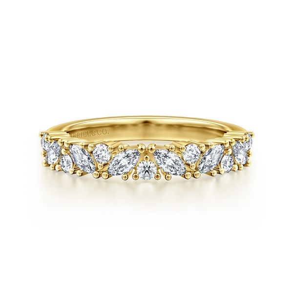 14K Yellow Gold Prong Marquise and Round Diamond Anniversary Band Koerbers Fine Jewelry Inc New Albany, IN