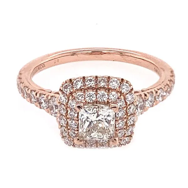 14K Rose Gold Double Halo Single Row Engagement Ring Koerbers Fine Jewelry Inc New Albany, IN