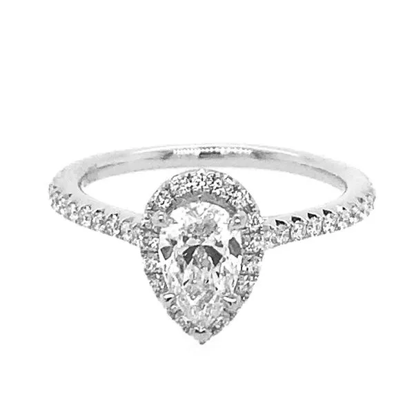 14K White Gold Pear Halo Diamond Engagement Ring Koerbers Fine Jewelry Inc New Albany, IN