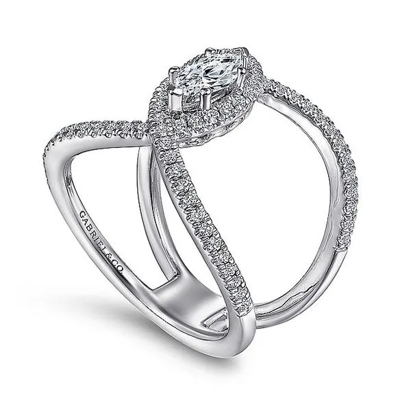 14K White Gold Marquise Halo Diamond Split Shank Engagement Ring Image 3 Koerbers Fine Jewelry Inc New Albany, IN