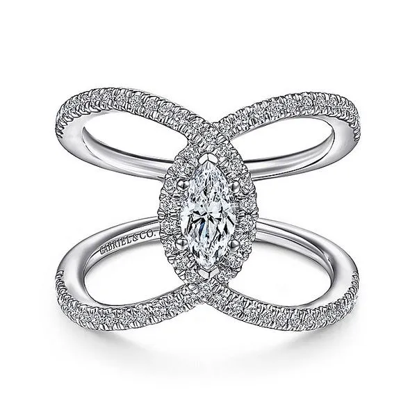 14K White Gold Marquise Halo Diamond Split Shank Engagement Ring Koerbers Fine Jewelry Inc New Albany, IN