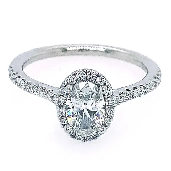 14K White Gold Oval Halo Diamond Engagement Ring Koerbers Fine Jewelry Inc New Albany, IN