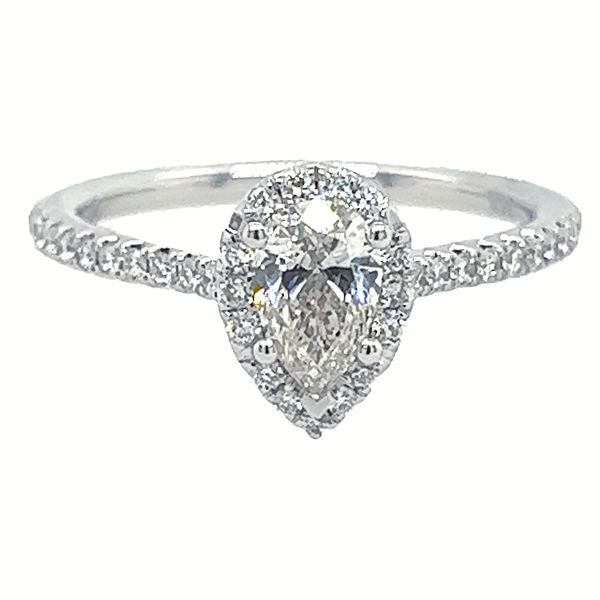 14K White Gold Pear Halo Diamond Engagement Ring Koerbers Fine Jewelry Inc New Albany, IN
