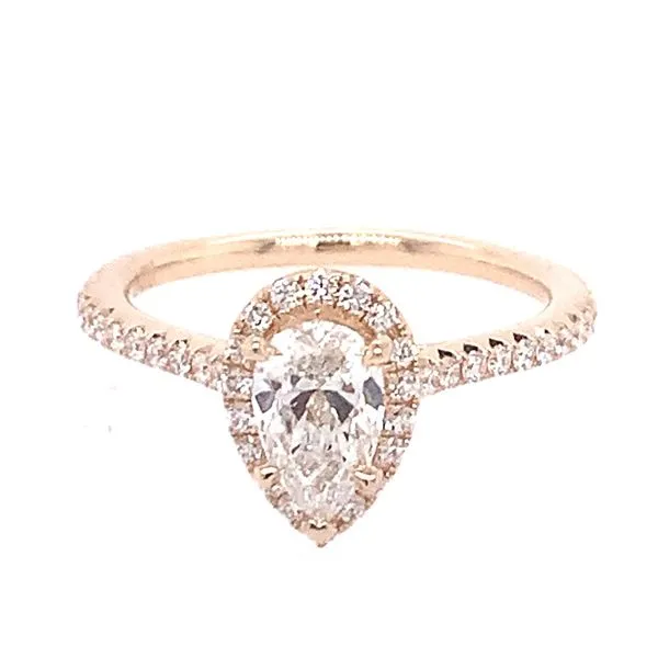 14K Yellow Gold Pear Halo Diamond Engagement Ring Koerbers Fine Jewelry Inc New Albany, IN