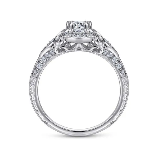 14K White Gold Vintage Inspired Diamond Halo Engagement Ring Image 2 Koerbers Fine Jewelry Inc New Albany, IN