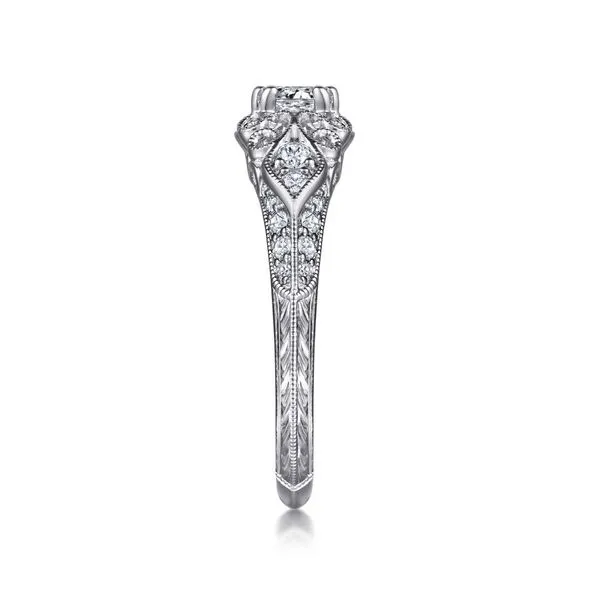 14K White Gold Vintage Inspired Diamond Halo Engagement Ring Image 4 Koerbers Fine Jewelry Inc New Albany, IN