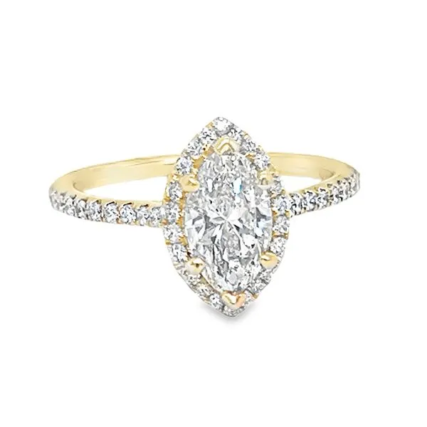 14K Yellow Gold Marquise Halo Single Row Engagement Ring Koerbers Fine Jewelry Inc New Albany, IN