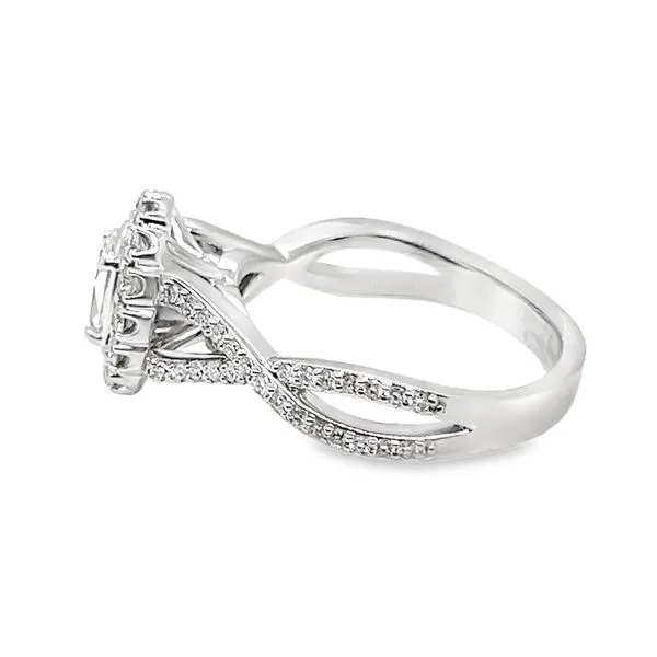 14K White Gold Halo Cross Over Engagement Ring Image 2 Koerbers Fine Jewelry Inc New Albany, IN
