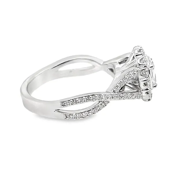 14K White Gold Halo Cross Over Engagement Ring Image 4 Koerbers Fine Jewelry Inc New Albany, IN