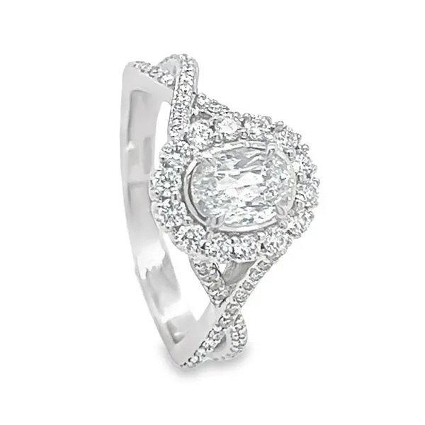 14K White Gold Halo Cross Over Engagement Ring Koerbers Fine Jewelry Inc New Albany, IN