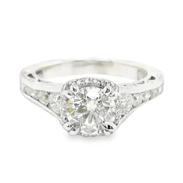 18K White Gold Halo Engagement Ring Koerbers Fine Jewelry Inc New Albany, IN