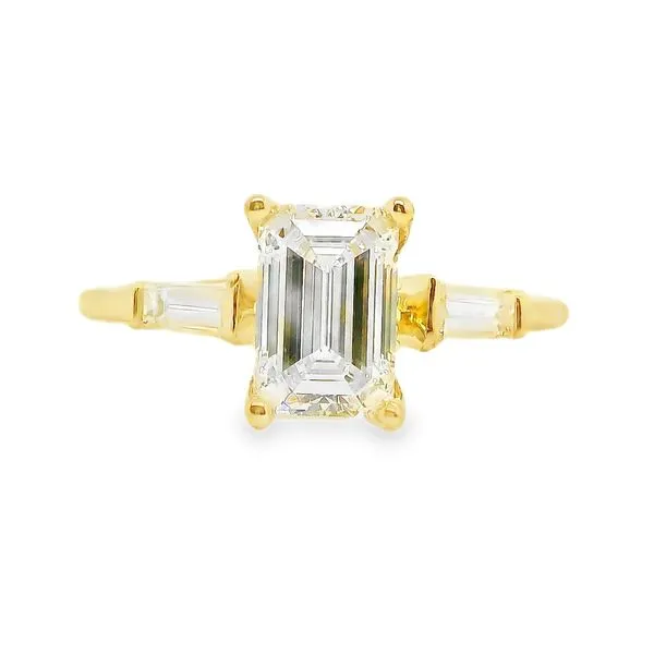 14K Yellow Gold Three Stone Hidden Halo Engagement Ring Koerbers Fine Jewelry Inc New Albany, IN