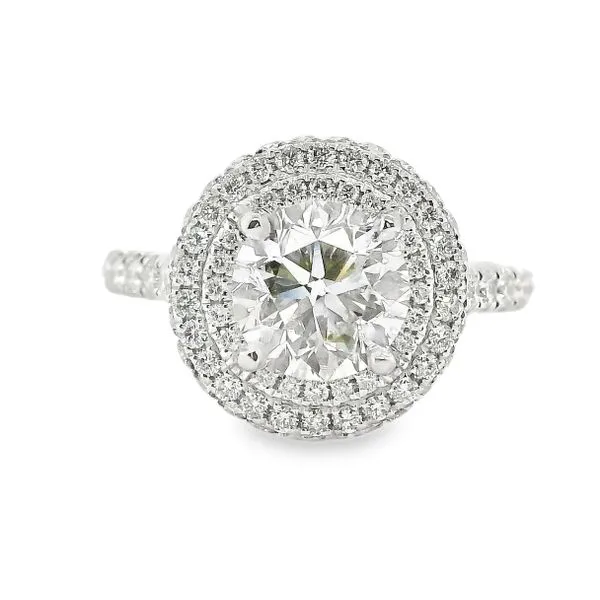 Platinum Double Halo Single Row Natural Round Diamond Engagement Ring 2.34 CTW Koerbers Fine Jewelry Inc New Albany, IN