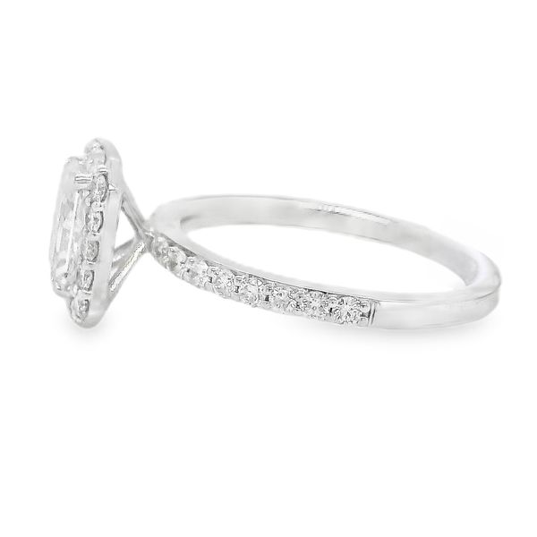 18K Halo Single Row Natural Radiant Diamond Engagement Ring 1.51 CTW Image 2 Koerbers Fine Jewelry Inc New Albany, IN