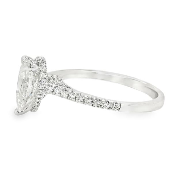 18K Halo Single Row Natural Pear Diamond Engagement Ring 1.53 CTW Image 2 Koerbers Fine Jewelry Inc New Albany, IN