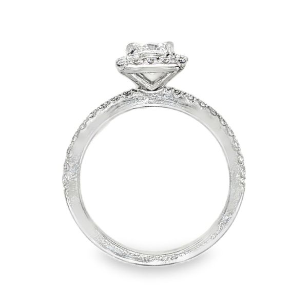 Platinum Halo Single Row Natural Cushion Diamond Engagement Ring 1.29 CTW Image 2 Koerbers Fine Jewelry Inc New Albany, IN