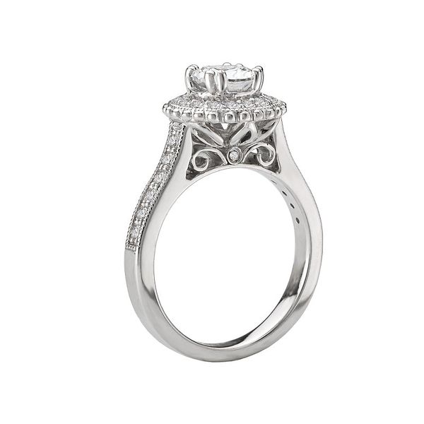 18K Halo Single Row Natural Round Diamond Engagement Ring 1.41 CTW Image 2 Koerbers Fine Jewelry Inc New Albany, IN