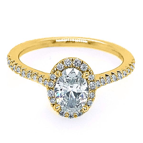 14K Yellow Gold Oval Halo Diamond Engagement Ring Koerbers Fine Jewelry Inc New Albany, IN