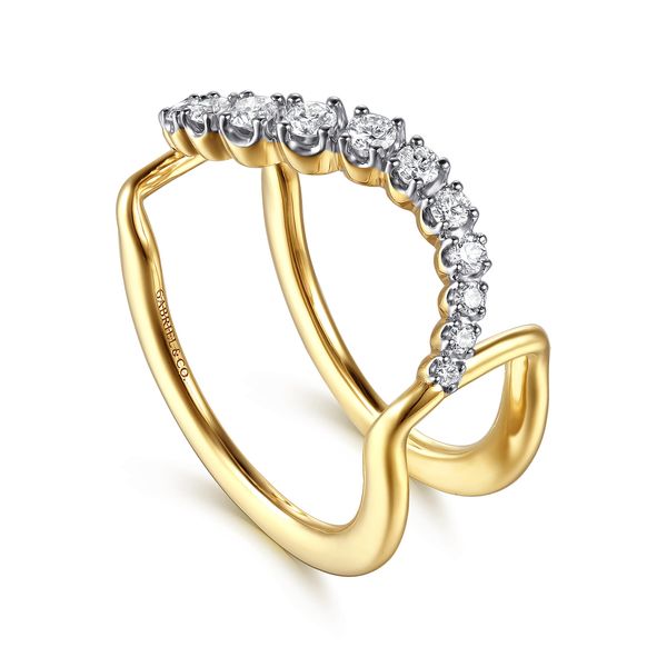 14K Yellow Gold Graduating Diamond Wave Smart Ring Enhancer Image 3 Koerbers Fine Jewelry Inc New Albany, IN